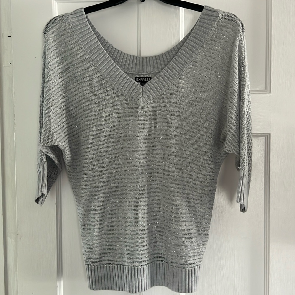 Express 1/2 sleeve gray sweater top